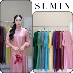 Áo Dài Cách Tân Suông Dáng Xưa Chất Liệu Tơ Tằm Ánh Kim Cao Cấp Mặc Tết, Đi Chơi, Dự Tiệc, Chụp Ảnh