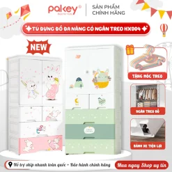 Tủ Quần Áo Trẻ Em Chính Hãng Pakey Dày Dặn 2026, Tủ Nhựa Cho Bé Có Bánh Xe Nhiều Ngăn Rộng Rãi Nhựa PP Không Mùi