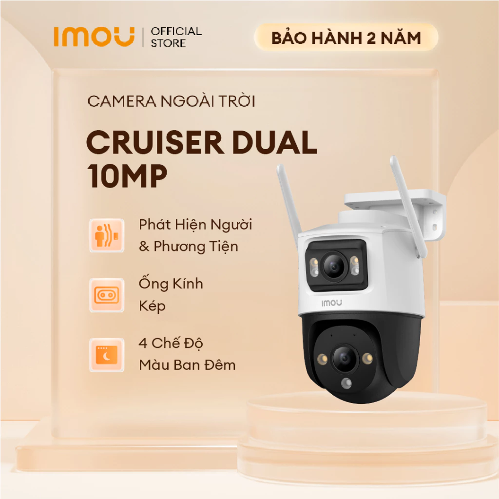 Camera Wifi ngoài trời 2 mắt Imou Cruiser Dual I 6MP/10MP I IPC-S7XP-10M0WED I Xoay 360° | Còi hú