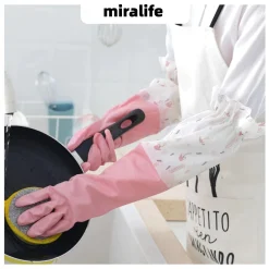 Đôi Găng Tay Cao Su Làm Bếp Rửa Bát Loại Dài - Găng Tay Đa Năng Vệ Sinh, Rửa Chén Có Chun