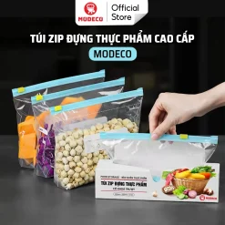 Túi Zip Đựng Thực Phẩm Cao Cấp Modeco - Bảo Quản Thức Ăn, Đồ Khô, Đồ Tươi Sống Trong Tủ Lạnh - An Toàn, Tái Sử Dụng