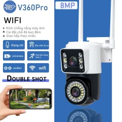 CAMERA V360PRO An Ninh Ngoài trời 36+6Led Ngoài Trời Đàm Thoại 2 Chiều Kết nối Wifi FHD 1080 Sắc Nét