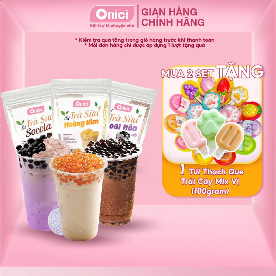 Trà sữa trân châu BẾP CỦA MẸ ONICI set nguyên liệu phúc long, thái xanh, thái đỏ thành phẩm 30-35 ly