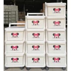 Tủ Nhựa 3-4-5 Tầng Đa Năng Có Bánh Xe – Kệ Mickey Đựng Đồ Spa Bỉm Sữa, Nhà Bếp, Phòng Ngủ