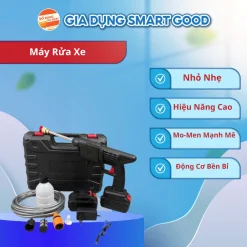 Máy rửa xe cầm tay cao áp chạy bằng pin sạc, súng rửa xe dùng cho gia đình có chế độ phun xương tạo bọt cao cấp