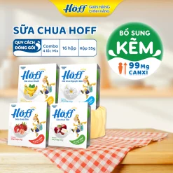 Sữa Chua trẻ em HOFF mix 4 vị ăn dặm dinh dưỡng cho bé - 4 Lốc (16 hộp x 55g)