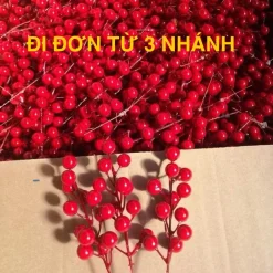 Nhánh đào đông trang trí tết phụ kiện đào đông 12 quả trang trí oản tài lộc, giỏ quà bó hoa, vòng nguyệt quế