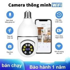 không dây WiFi Camera Full HD 1080P, xoay 360 độ, hình độ bóng đèn kết nối với điện thoại từ xa, tầm nhìn ban đêm