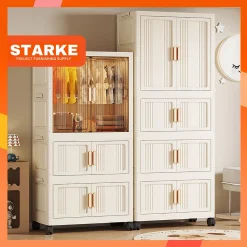 STARKE tủ quần áo trẻ em Tủ Đựng Quần Áo Gấp Gọn đa năng ,Tủ quần áo trẻ em tủ nhựa có bánh xe 360°