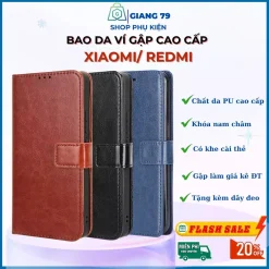 Ốp Lưng Bao Da Ví Gập Điện Thoại XIAOMI REDMI. Khóa Nam Châm, Chất Lượng Cao, Đẹp, Tiện Dụng (Đủ mã)