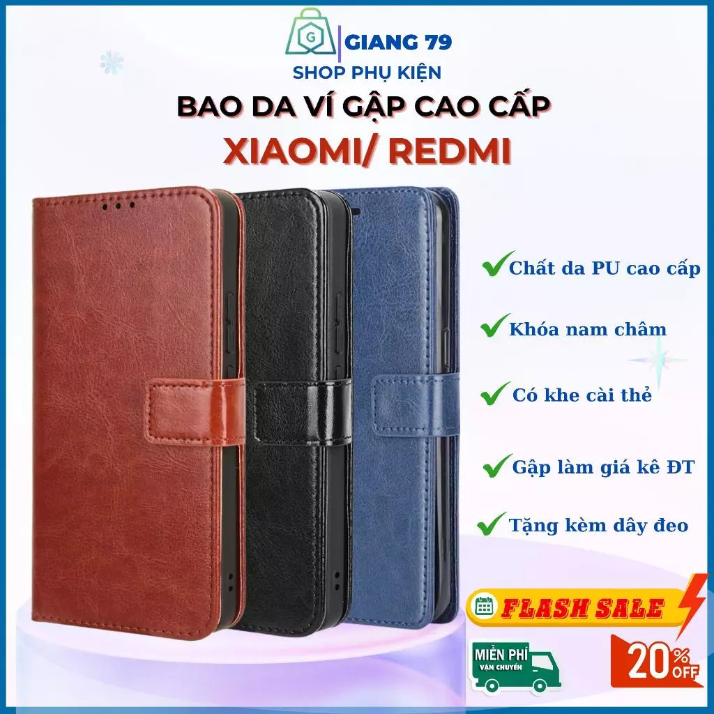 Ốp Lưng Bao Da Ví Gập Điện Thoại XIAOMI REDMI. Khóa Nam Châm, Chất Lượng Cao, Đẹp, Tiện Dụng (Đủ mã)