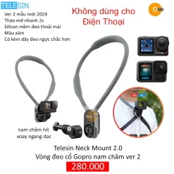 Telesin Neck Mount 2.0 - Vòng đeo cổ Gopro + Osmo Action 5 new 2025 không dùng cho điện thoại