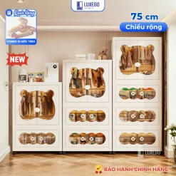 [TẶNG MÓC TREO] Tủ Quần Áo Gấp Gọn Luxedo Rộng 75cm Nhựa PP Cao Cấp, Tủ Đựng Đồ Hiện Đại Dung Tích Lớn Có Bánh Xe - HC19