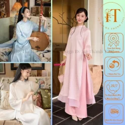 Áo dài cách tân 4 tà dáng suông "TÚC MỸ" chất lụa gấm mềm mại diện đi sự kiện, lễ tết, cưới hỏi...