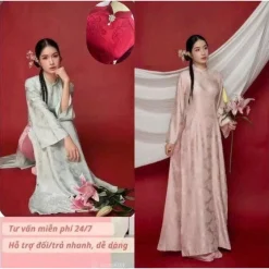 Áo Dài Tiểu Vũ ( TẶNG CHARM HOA ĐÁ) Truyền Thống Cách Điệu Tay Loe Dài, Cao Cấp Dành Cho Lễ, Dạm Ngõ-ÁO DÀI HOT NĂM NAY