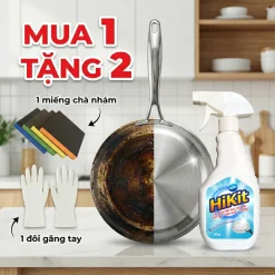 Tẩy dầu mỡ nhà bếp, tẩy nồi, nhà bếp, hút mùi, bếp gas, bếp từ, đáy xoong, đáy chảo HiKit 500g [Mua 1 tặng 2]