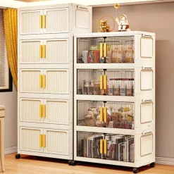 Tủ gấp đa năng, tủ gấp chất lượng cao bằng nhựa PP, hai cửa, thiết kế cửa từ tính.