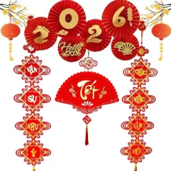 Combo Khánh Quạt Tết & Câu Đối Đỏ Tặng Quạt Hoa Trang Trí Tết 2026, Combo 3 món Trang Trí Tết May Mắn Tài Lộc
