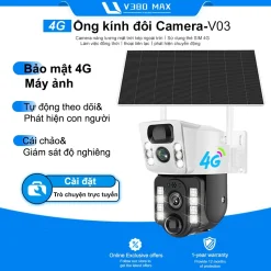 thẻ năng lượng mặt trời cctv V380 Max tích hợp pin 4K PTZ không dây cctv ngoài trời không thấm nước camera an ninh
