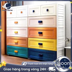 Moon Tủ Ngăn Kéo Nhựa Nhiều Tầng Tủ Đựng Đồ Quần Áo Trẻ Em Có Bánh Xe Kệ Lưu Trữ Đa Năng Phòng Ngủ