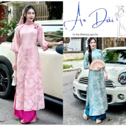 Áo dài tết [ GẤM LONG PHỤNG] cách tân dang suông tay loe thươt tha - ÁO DÀI PHƯƠNG NGUYỄN.