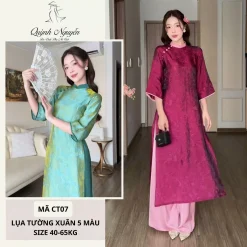 Áo dài cách tân TƯỜNG XUÂN, áo dài tết 2026 hottrend lụa nhũ óng thiết kế 4 màu trẻ trung MÃ CT07