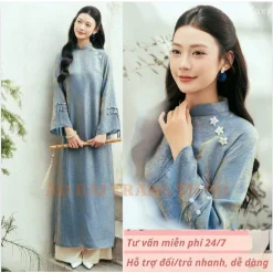 Áo dài nữ cách tân ( THIÊN NHÃ ) chất liệu tơ tằm hoạ tiết duyên dáng thanh lịch nữ tính