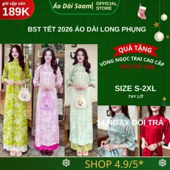 Áo dài gấm Long Phụng nữ cách tân mặc dịp Tết 2025 xu hướng màu đỏ đô, hồng, xanh mint, xanh cốm
