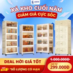 [XẢ KHO - SIÊU TỐC 4H] Tủ Nhựa Gấp Gọn Đa Năng Rộng 65cm, Tủ Bếp Tủ Nhựa Nhiều Tầng Bánh Xe 360 Độ Cửa Nam Châm Hút HC04