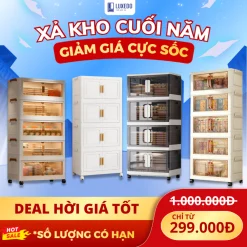 [XẢ KHO-SIÊU TỐC 4H] Tủ Nhựa Gấp Gọn Đa Năng Rộng 50/60/70cm, Tủ Bếp Tủ Đựng Đồ Gia Đình Kích Thước Lớn Có Bánh Xe HC06