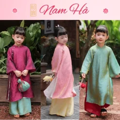 Áo dài bé gái Tân Xuân, chất liệu tơ tằm nhũ cao cấp, form áo đẹp, mềm mại và uyển chuyển