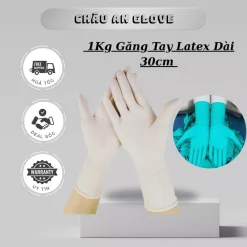Bịch 1 Kg Găng Tay Cao Su Y Tế Dài 30cm Màu Trắng, Xanh Lá Nhập Khẩu Malaysia Có Nhám Đầu Ngón Tay