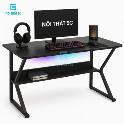 Bàn gaming, bàn làm việc Nội Thất 5C thiết kế hiện đại,kèm LED kèm kệ ửng để đồ tiện lợi thông minh lắp ráp dễ dàng