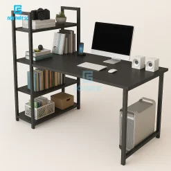 Bàn làm việc, bàn học Nội Thất 5C mặt bàn uốn cong thiết liền giá sách hiện đại, chân sắt sơn tĩnh điện, dễ dàng lắp ráp