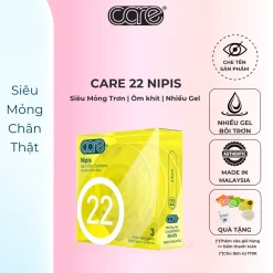 Bao Cao Su Siêu Mỏng CARE 22 Chân Thực Nhiều Gel Bôi Trơn Kéo Dài Thời Gian Hương Thơm Dịu Nhẹ