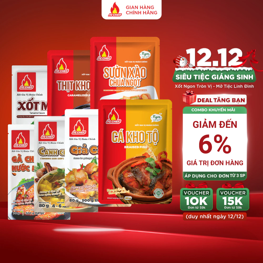 Sốt gia vị hoàn chỉnh nấu món ăn hằng ngày mix vị 80g AZ CHEF-Thơm ngon, đậm đà, không cần nêm nếm