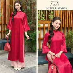 Áo dài KIM NGÂN, áo dài cách tân dáng tay lỡ, hai tà, dáng chữ A, phù hợp mặc tết 2026 - Trang Lily Áo Dài - ADTETVIP28