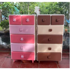 Tủ Quần Áo Cho Bé 55cm – Tủ Nhựa Hình Gấu Thỏ Dễ Thương, Tủ Đựng Đồ Chơi, Tủ Quần Áo Trẻ Em 5 Tầng Gấp Gọn Tiện Lợi