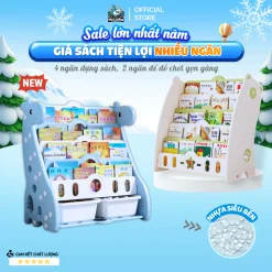 Kệ Sách Nhựa Pakey Cao Cấp Cho Bé Kèm Hộc Để Đồ Chơi, Giá Sách Chịu Lực Loại Dày Nhựa Nguyên Sinh An Toàn Cho Bé