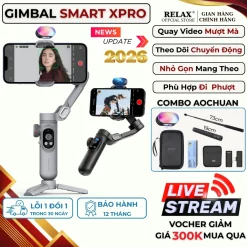 Gimbal SMART X PRO - Tích hợp sạc không dây - Pin 3200 mAh Gậy quay phim chống rung trang bị đèn led