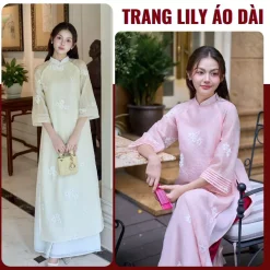 Áo dài Hoa Dung, dáng suông, áo dài cách tân tay lỡ, bốn tà, dáng chữ A, phù hợp mặc tết 2026-TrangLilyÁoDài- ADTETVIP17