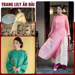 Áo dài ĐOAN NGUYỆT, cách tân dáng suông, bốn tà, lụa ánh kim, áo dài Tết 2026 - TRANG LILY ÁO DÀI - ADTETVIP30