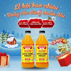 Giấm Táo Hữu Cơ Bragg Organic Mỹ 473ml, 946ml – Có Giấm Cái Hỗ Trợ Giảm Cân, Detox Cơ Thể