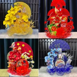 [ TẶNG KÈM ĐẾ VÀ KEO NẾN] Set Phụ Kiện Trang Trí tháp bánh Tết , Tháp Bánh Nước Thờ Cúng, Ngày Tết 2026