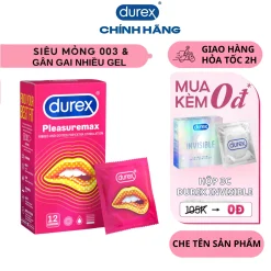 Bao cao su Durex Pleasuremax gân gai, size 56mm,12 bao/hộp - Chính Hãng.
