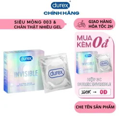Hộp 3 Cái Bao Cao Su Siêu Mỏng Durex Invisible Nhiều Chất Bôi Trơn Chính Hãng
