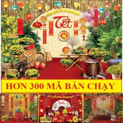 Trang Trí Tết 2026 Mẫu HOT Tranh Vải Decor Trang Trí Tết Phông Nền Tết Bính Ngọ in 6D rõ nét siêu đẹp