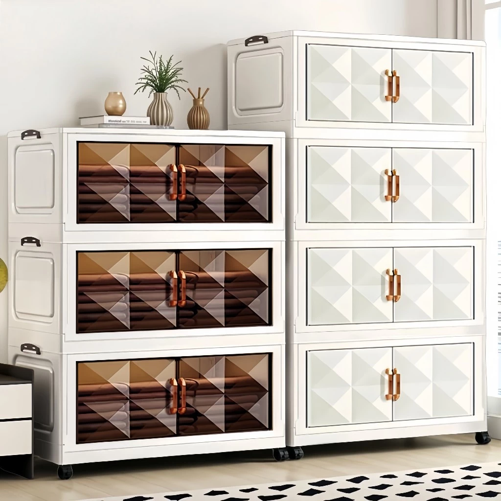 70CM Tủ nhựa gấp không cần lắp đặt Tủ Đựng Đồ Đa Năng 2/3/4/5 Tầng Có Bánh Xe 360 Thông Minh