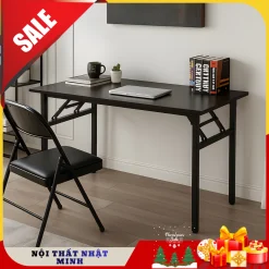 Bàn Học Gấp Gọn Lắp Ráp Sẵn – Bàn Xếp Chân Sắt Mặt Gỗ MDF – Bàn Làm Việc Tại Nhà Nhiều Kích Thước