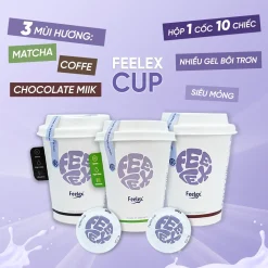 Bao cao su Feelex Cup siêu mỏng, nhiều gel bôi trơn, dạng cốc 10c